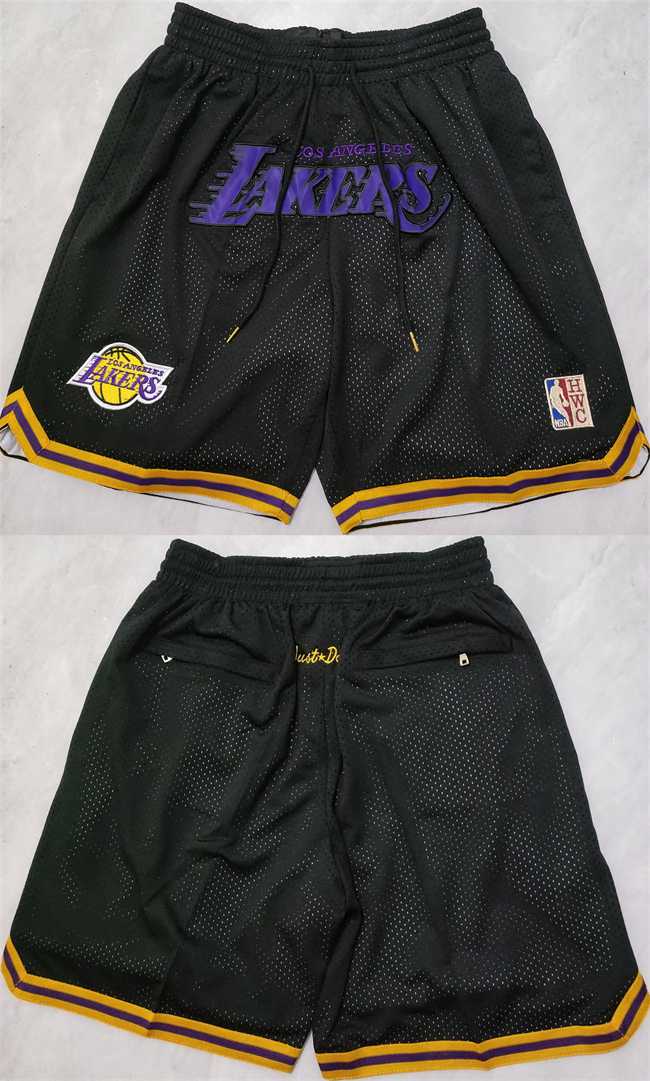 Mens Los Angeles Lakers Black Shorts->->NBA Jersey